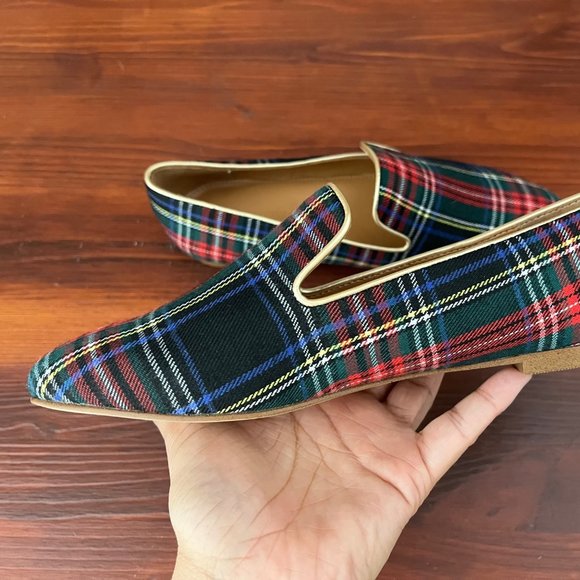 J.Crew Factory Stewart Plaid smoking slippers Size 5 - Picture 5 of 9